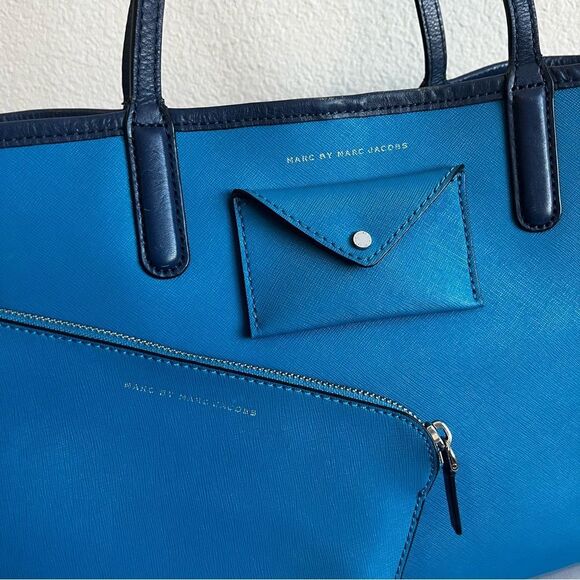 MARC JACOBS Royal Blue XL Metroplitote 48 Laptop Work Tote + Pouch - Picture 4 of 10